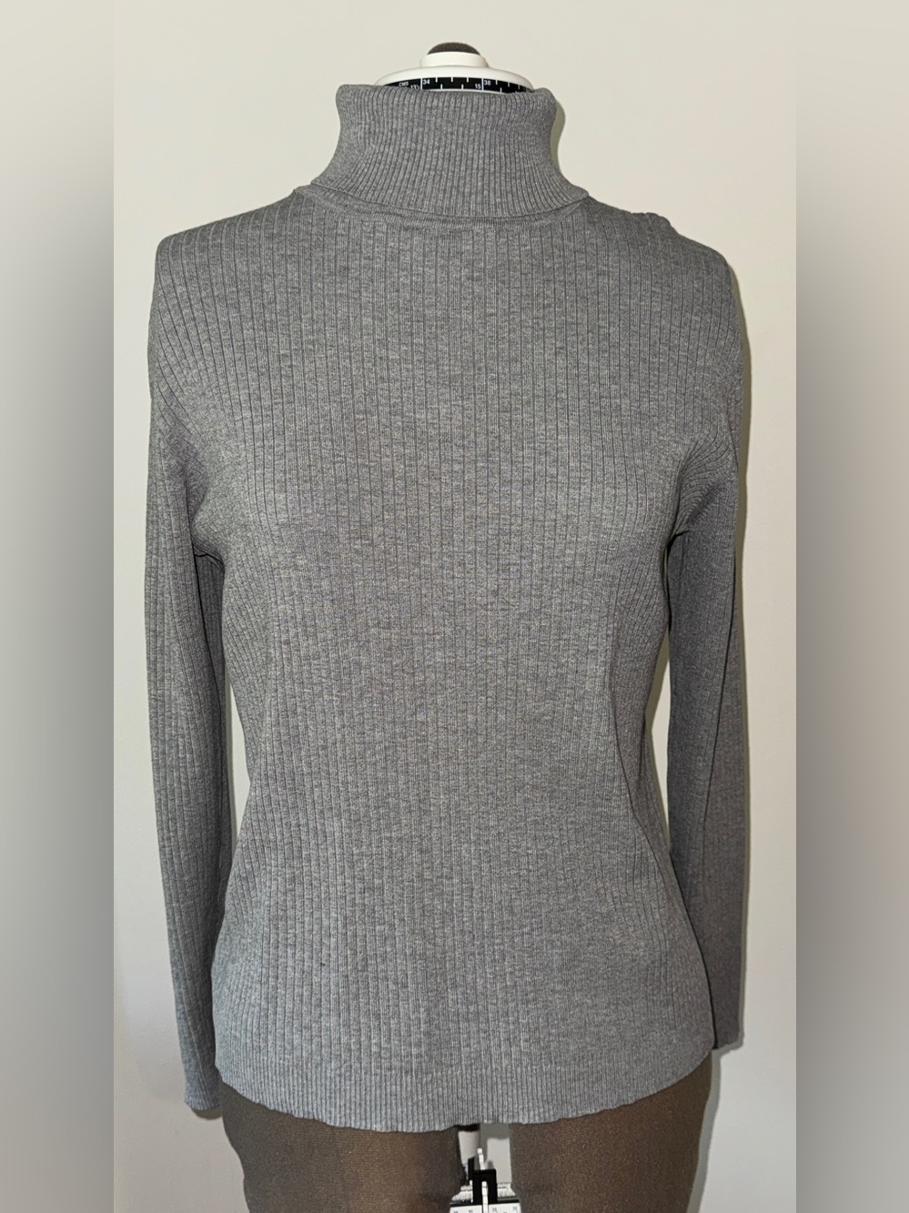 Chicos Silk Blend Ribbed Turtleneck Heather Gray Size 3 / XL
